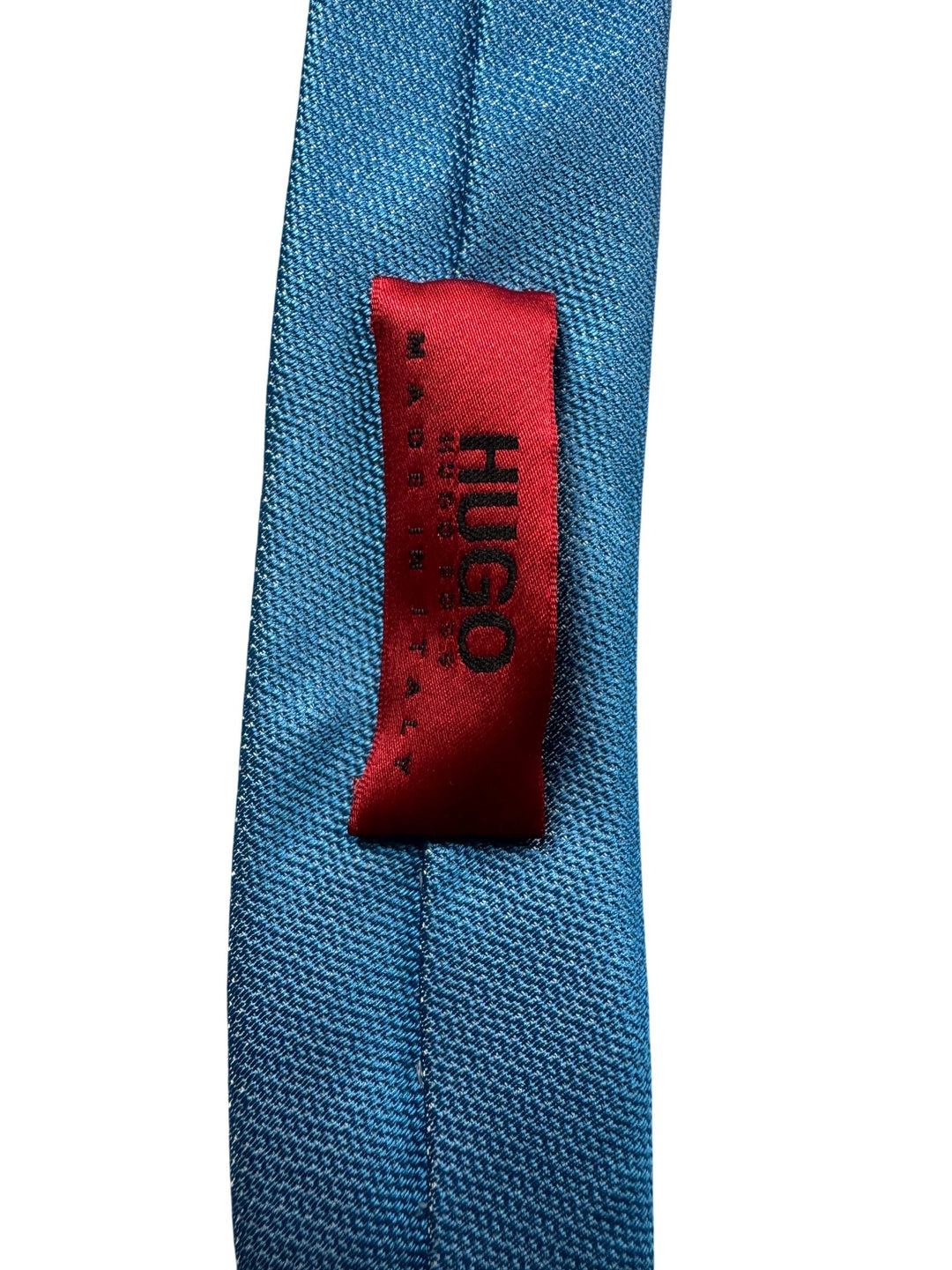 Hugo Blue Silk Bow-Tie Sash - Think Vintage ltd