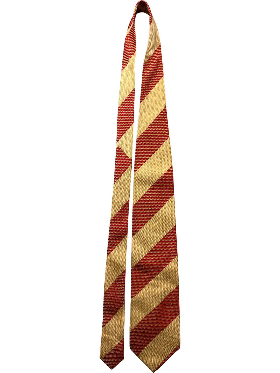 Hugo Boss Red Yellow Striped Silk Necktie - Think Vintage Online Ltd
