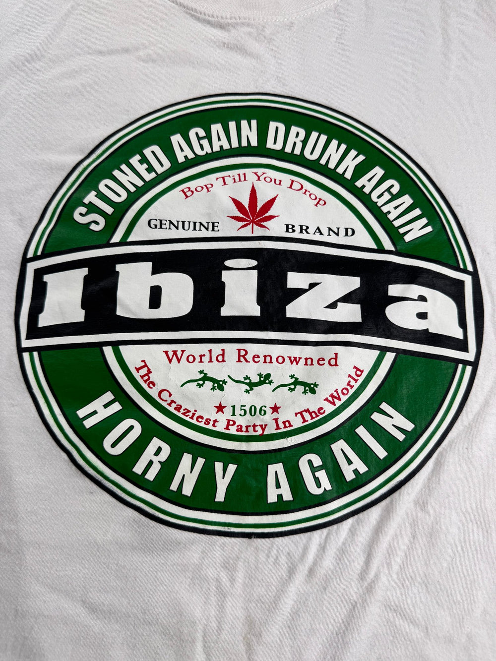 Ibiza Graphic White T-Shirt - M - Think Vintage ltd
