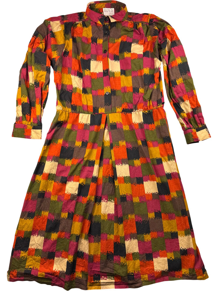 Image Collection Checkered Long Sleeve Dress - M/L