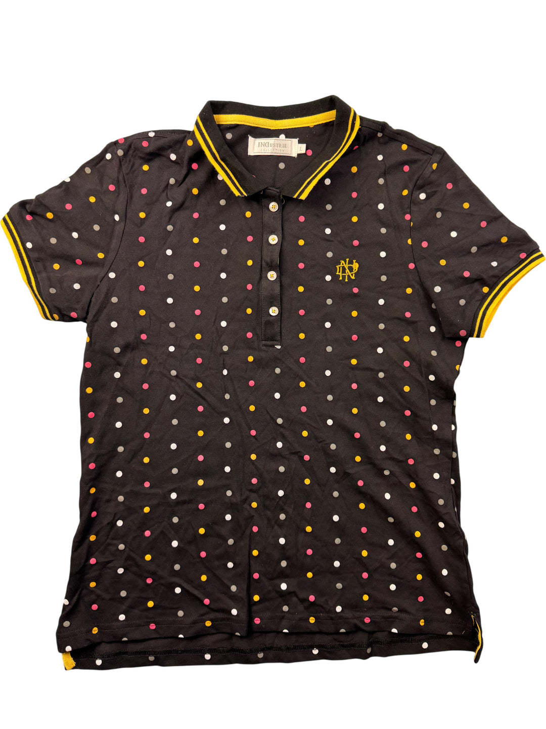 Industrie Collection Polka Dot Polo Shirt - S - Think Vintage ltd
