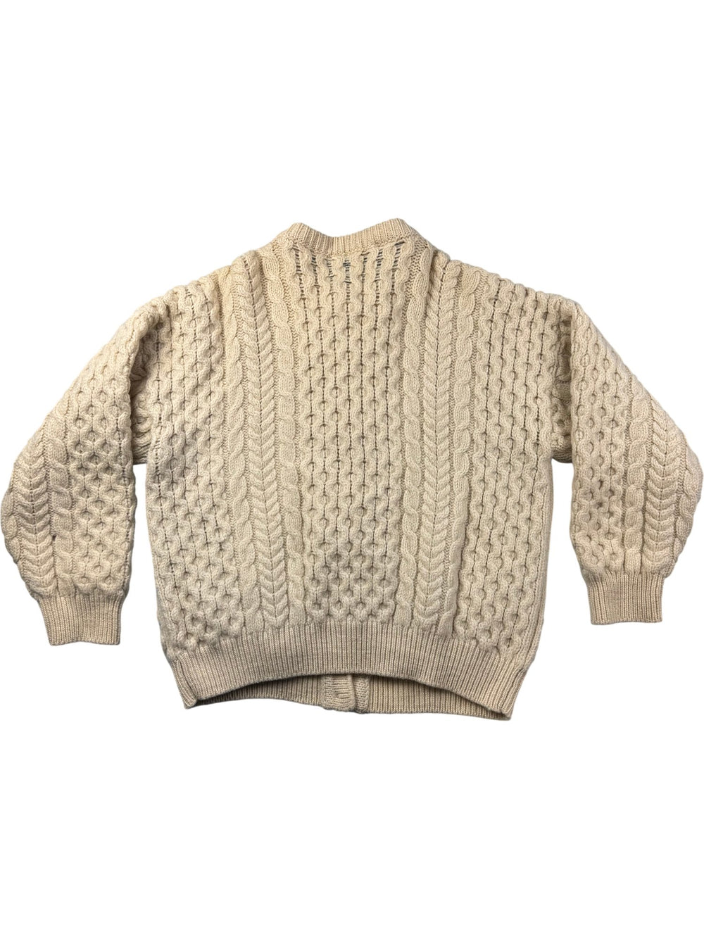 Irish Aran Wool Cardigan - L - Think Vintage ltd