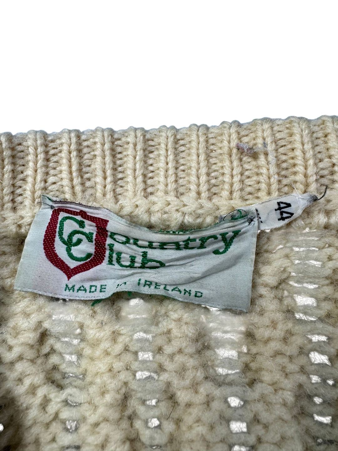 Irish Aran Wool Cardigan - L - Think Vintage ltd