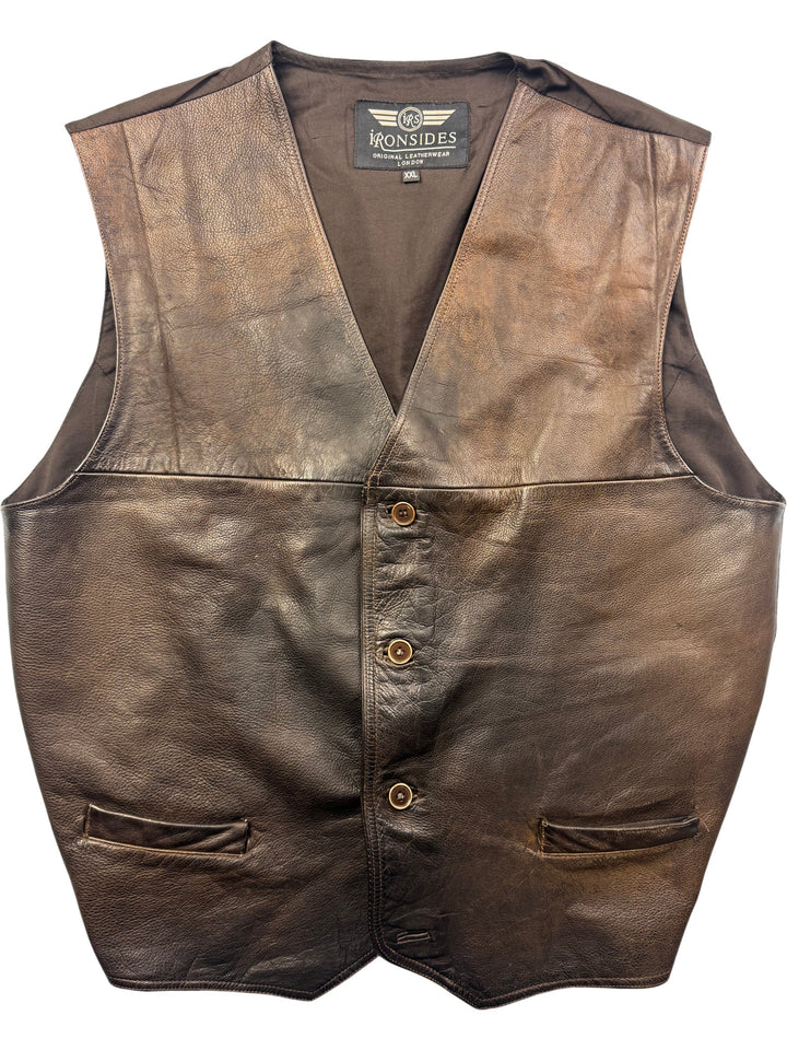 Ironsides Brown Leather Vest - L
