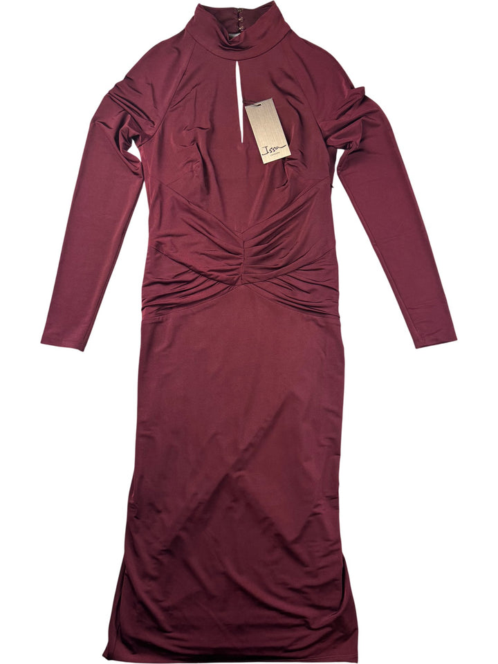 Issa London Bordeaux Open Back Midi Dress - S - Think Vintage ltd