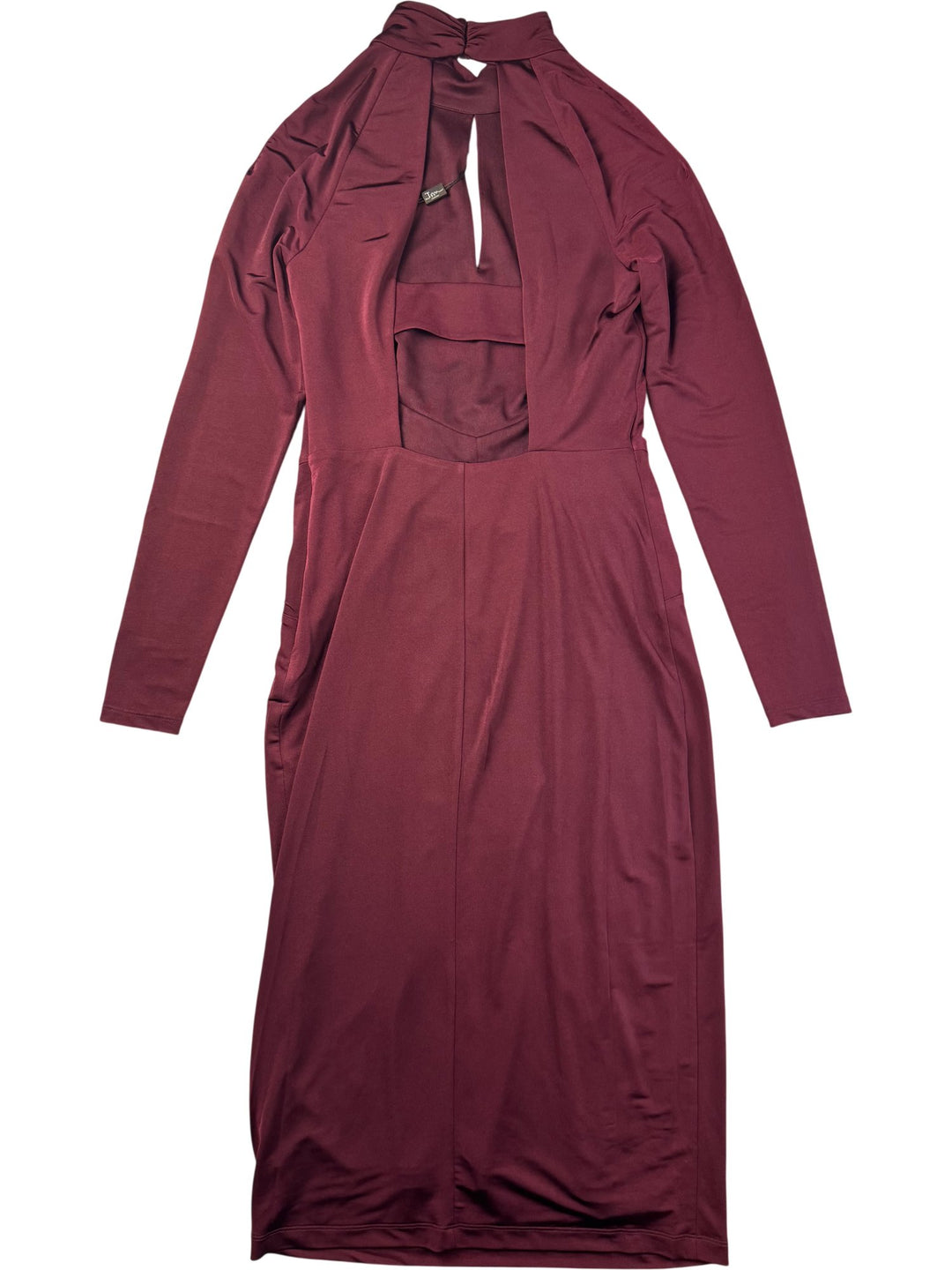 Issa London Bordeaux Open Back Midi Dress - S - Think Vintage ltd