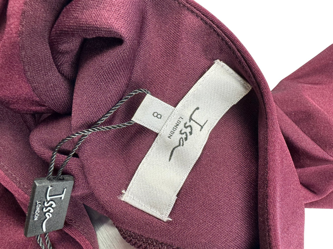 Issa London Bordeaux Open Back Midi Dress - S - Think Vintage ltd