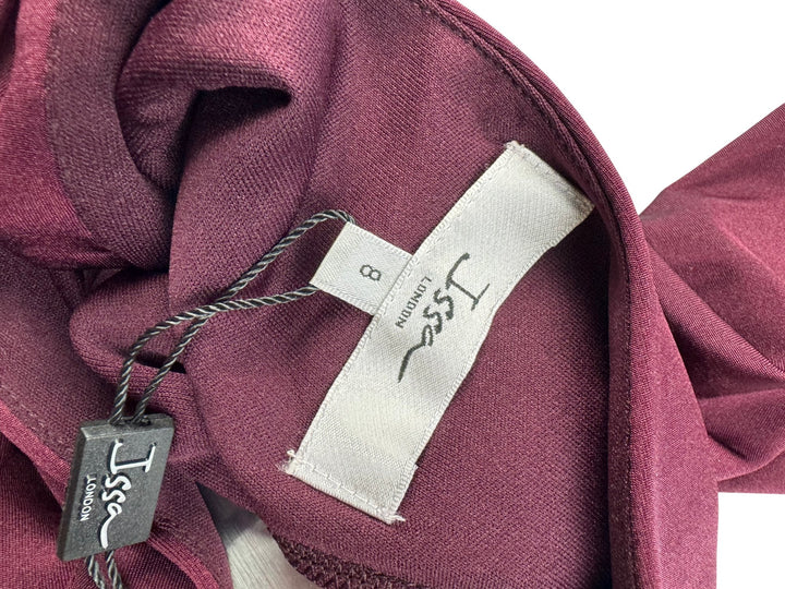 Issa London Bordeaux Open Back Midi Dress - S - Think Vintage ltd
