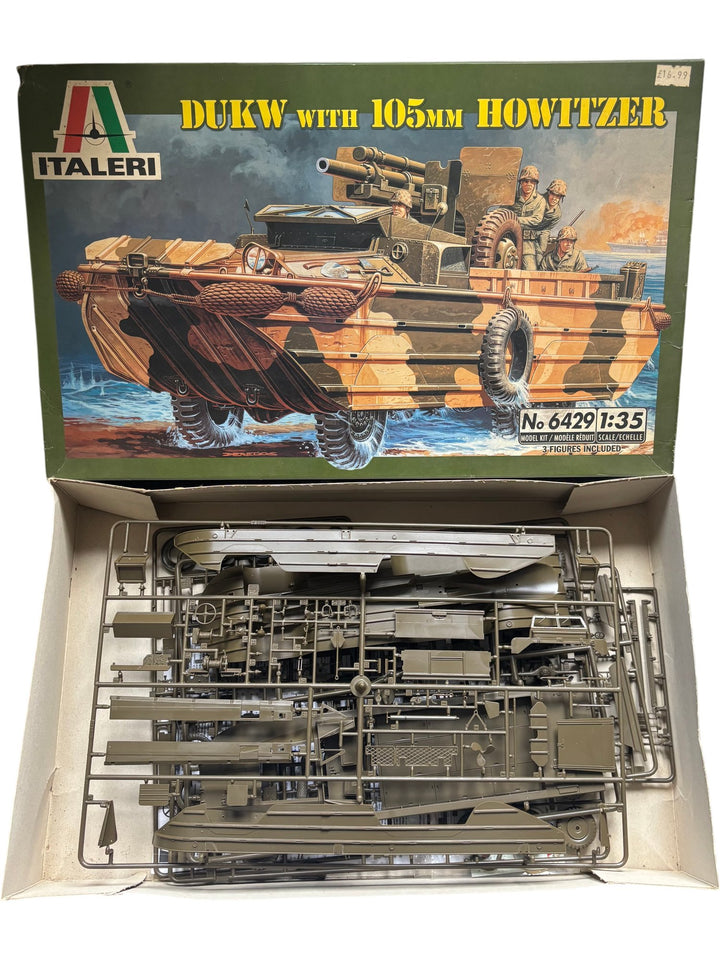 Italeri DUKW with 105mm Howitzer Model Kit 1:35 Scale No 6429 - Think Vintage ltd