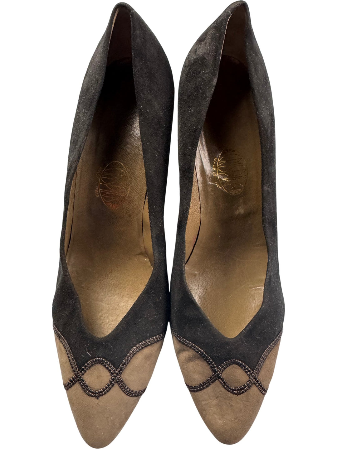 Italian Brown Suede Pumps - 7.5 - Think Vintage ltd