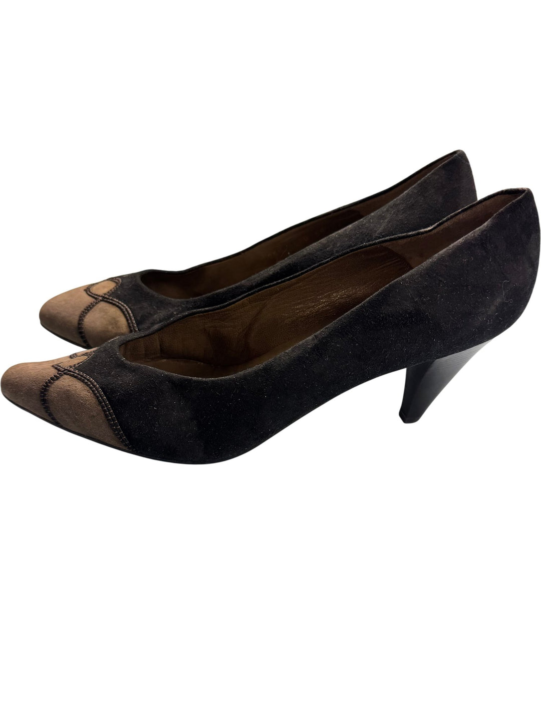 Italian Brown Suede Pumps - 7.5 - Think Vintage ltd
