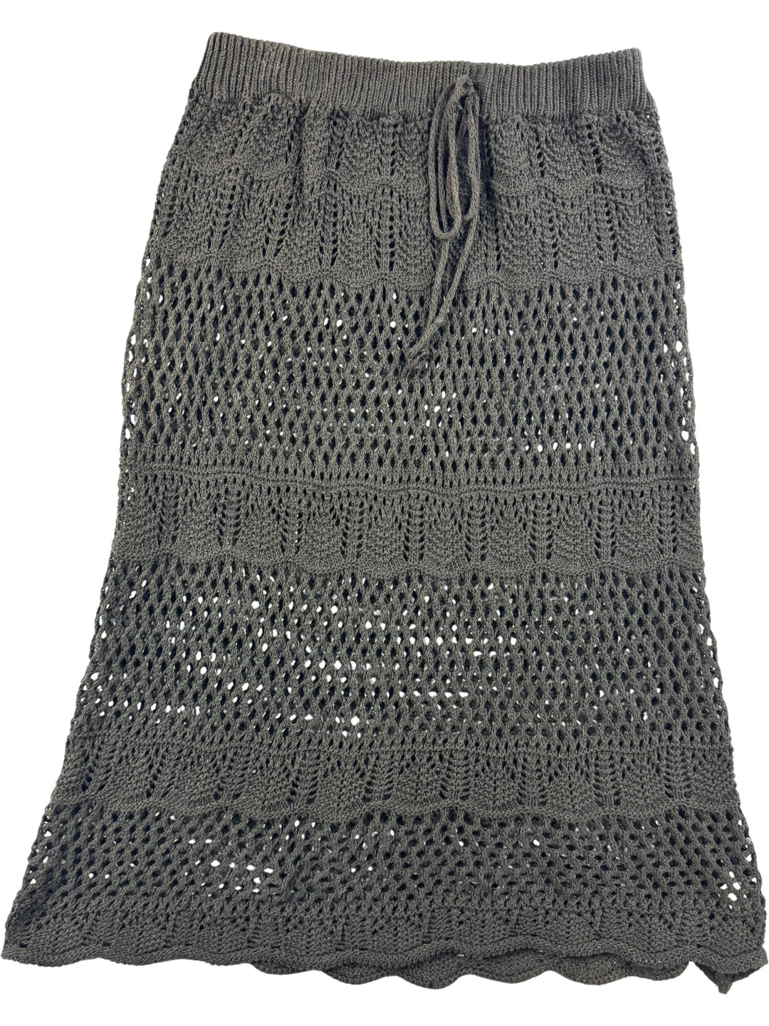 Italian Knit Brown Midi Skirt - S - Think Vintage Online Ltd