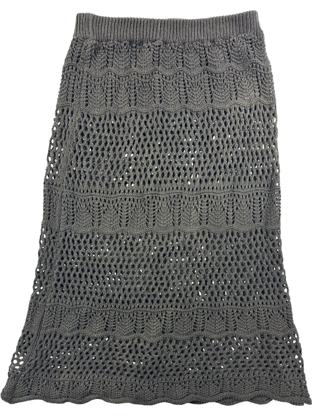 Italian Knit Brown Midi Skirt - S - Think Vintage Online Ltd