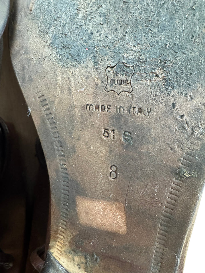 Italian Leather Brown Western Boots - 8 - Think Vintage ltd