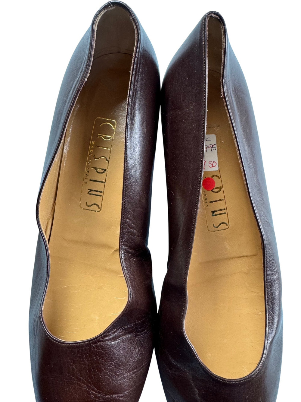 Italian Leather Classic Brown Pumps - 8 - Think Vintage ltd