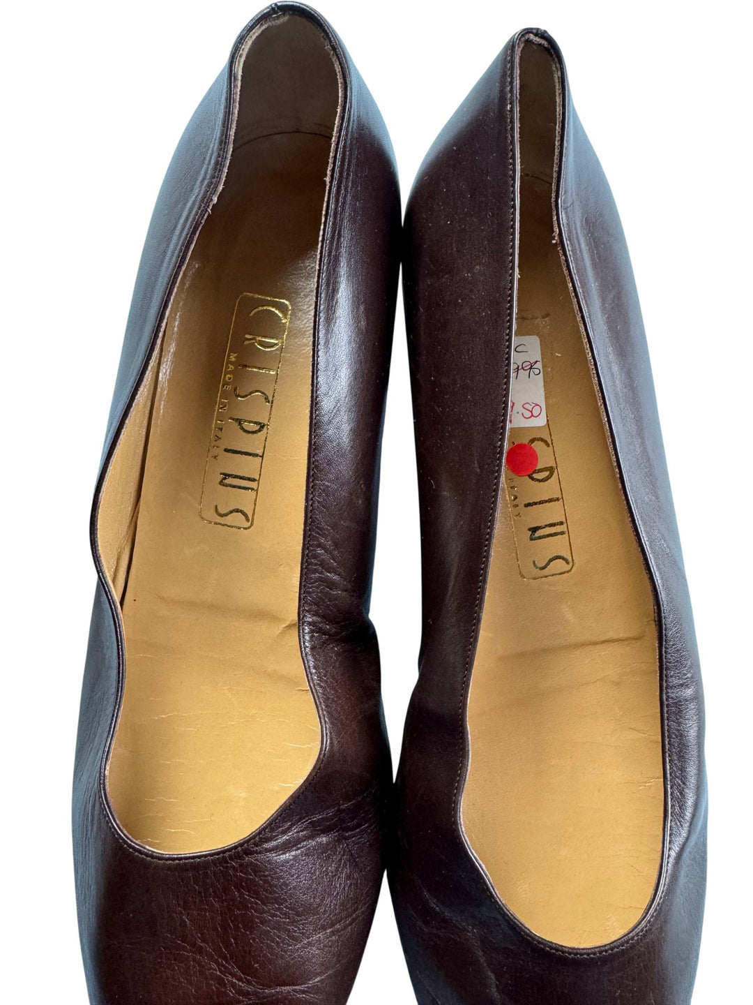 Italian Leather Classic Brown Pumps - 8 - Think Vintage ltd