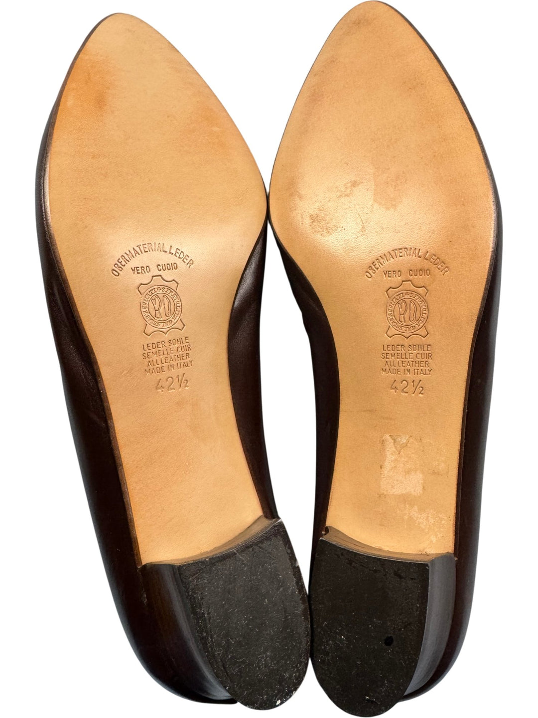 Italian Leather Classic Brown Pumps - 8 - Think Vintage ltd