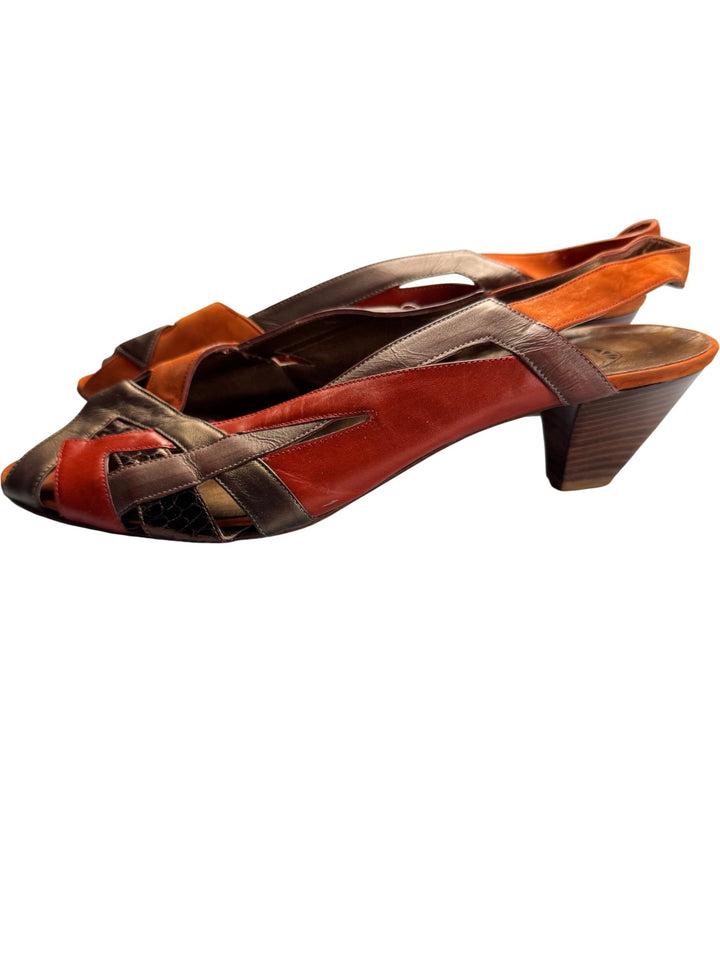 Italian Multi-Coloured Leather Sandals - 7.5 - Think Vintage ltd