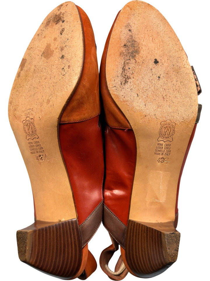 Italian Multi-Coloured Leather Sandals - 7.5 - Think Vintage ltd