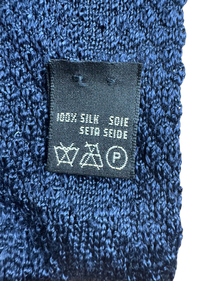 Italian Navy Knit Silk Tie - Think Vintage ltd