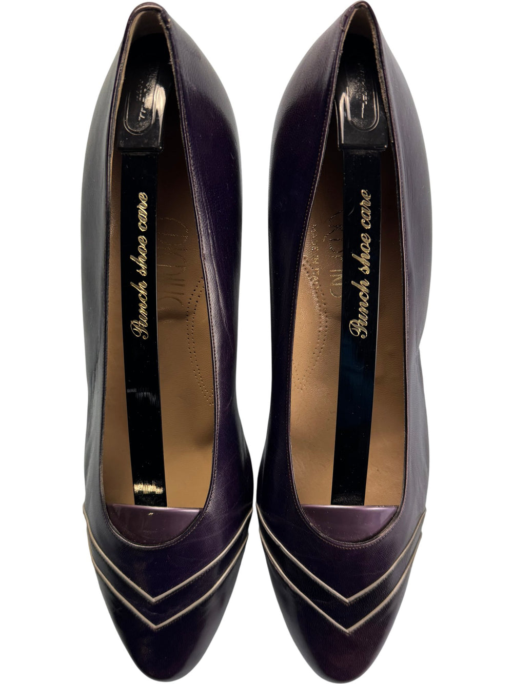 Italian Purple Leather Heels - 7.5 - Think Vintage ltd