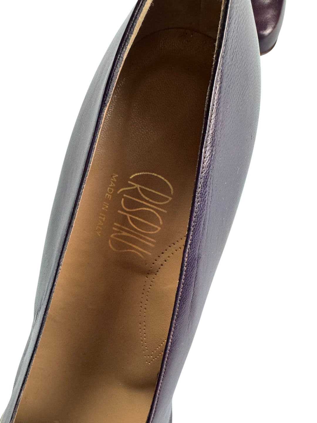 Italian Purple Leather Heels - 7.5 - Think Vintage ltd