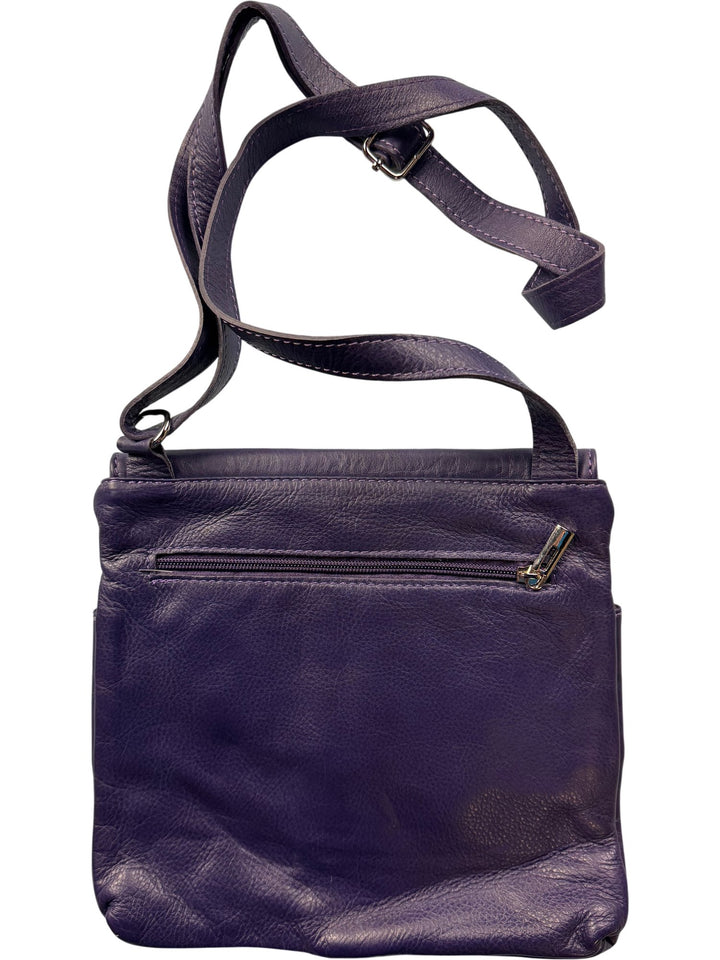 Italian Purple Leather Shoulder Bag - Think Vintage ltd