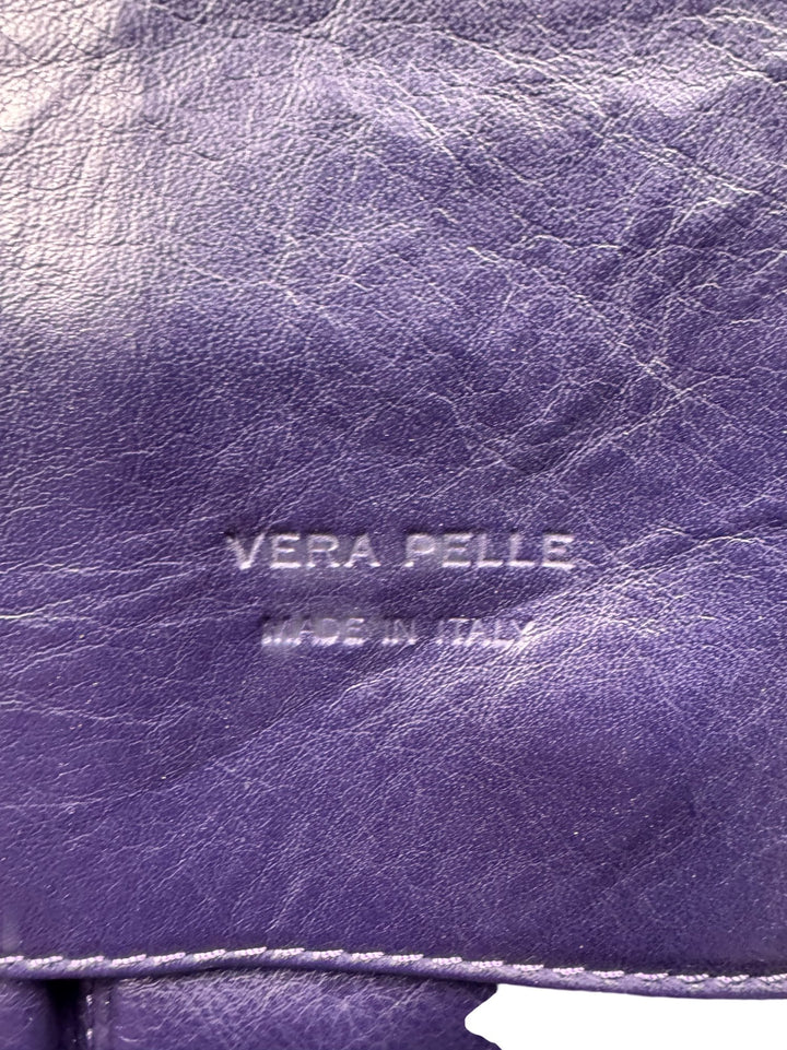 Italian Purple Leather Shoulder Bag - Think Vintage ltd