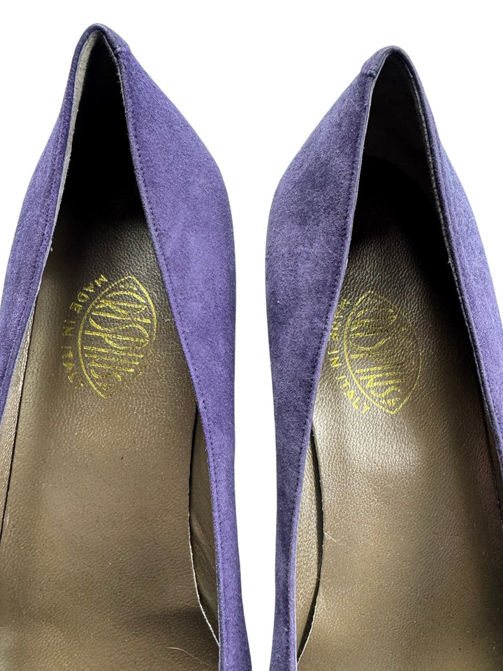 Italian Purple Suede Flats - 8 - Think Vintage ltd