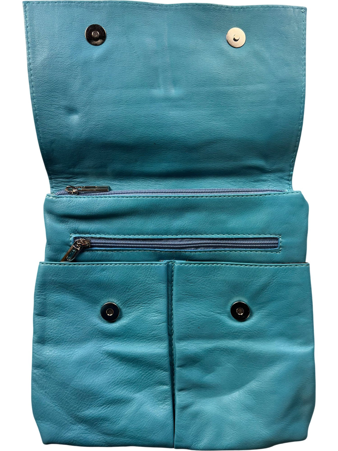 Italian Turquoise Leather Crossbody Bag - Think Vintage ltd