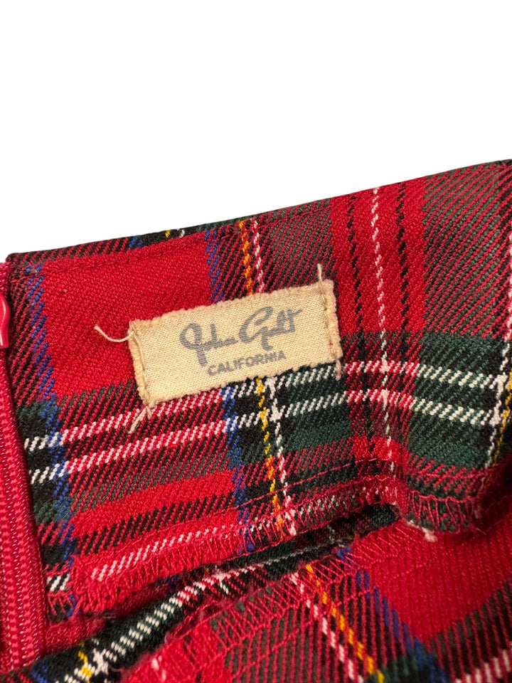 J. Galt Red Tartan Pleated Skirt - XS - Think Vintage