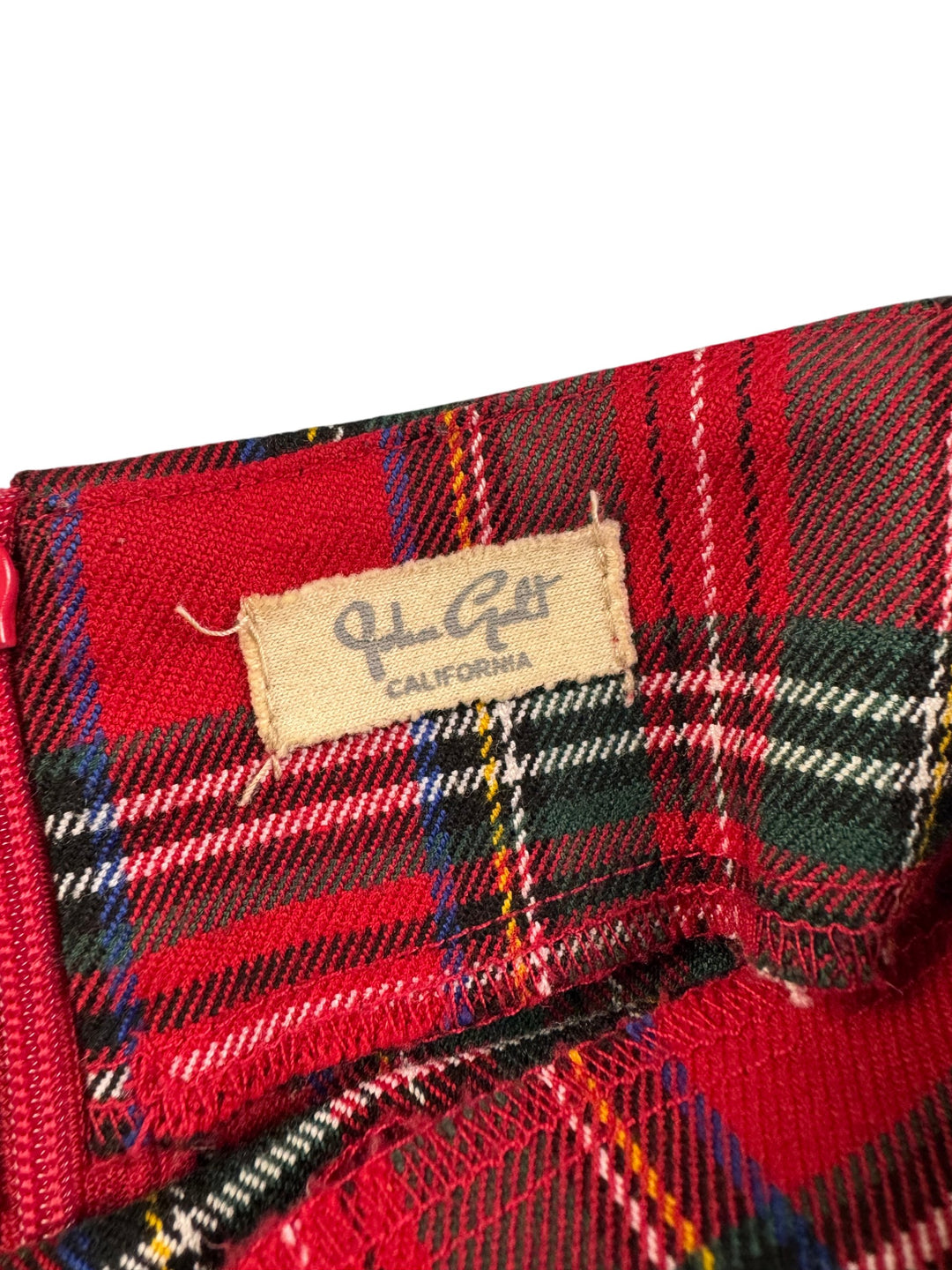 J. Galt Red Tartan Pleated Skirt - XS - Think Vintage ltd