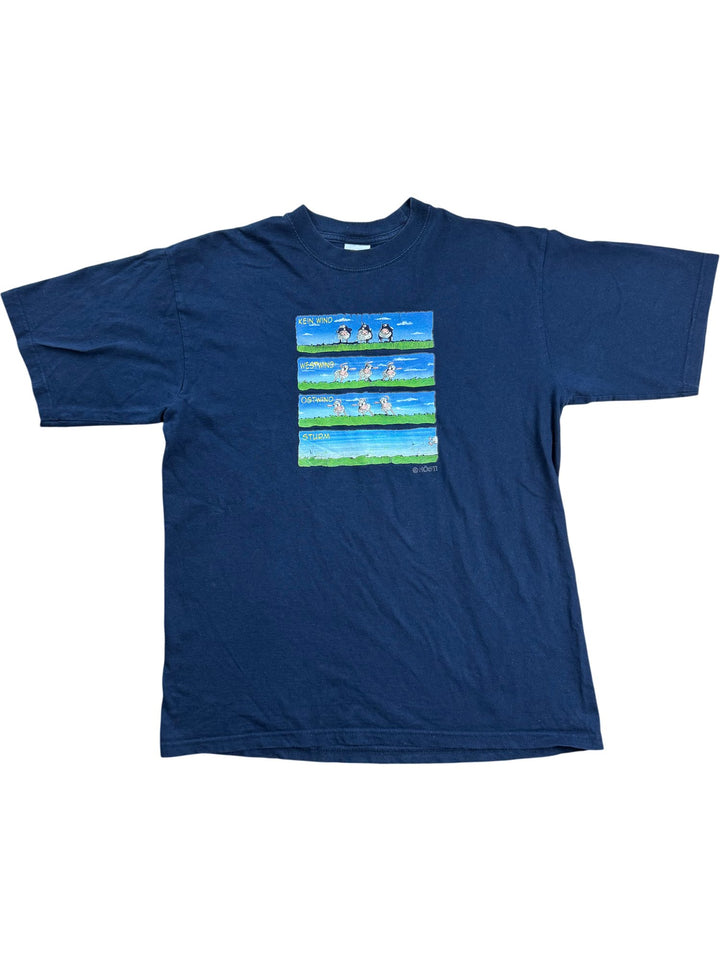 JERZEES Navy Graphic T-Shirt - M - Think Vintage ltd
