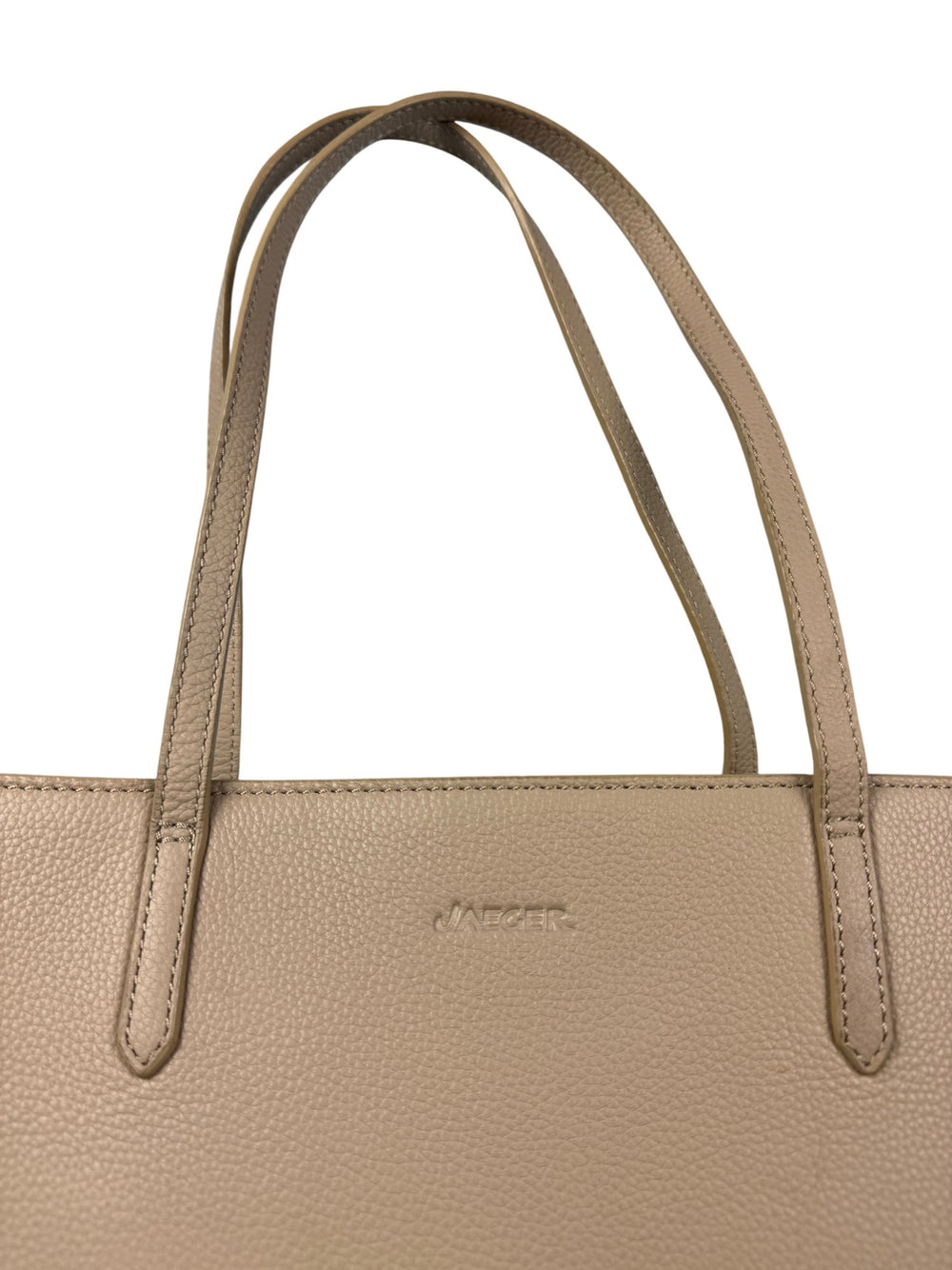 Jaeger Beige Leather Tote Bag - Think Vintage ltd
