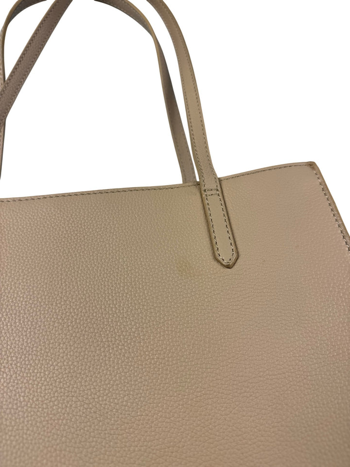 Jaeger Beige Leather Tote Bag - Think Vintage ltd