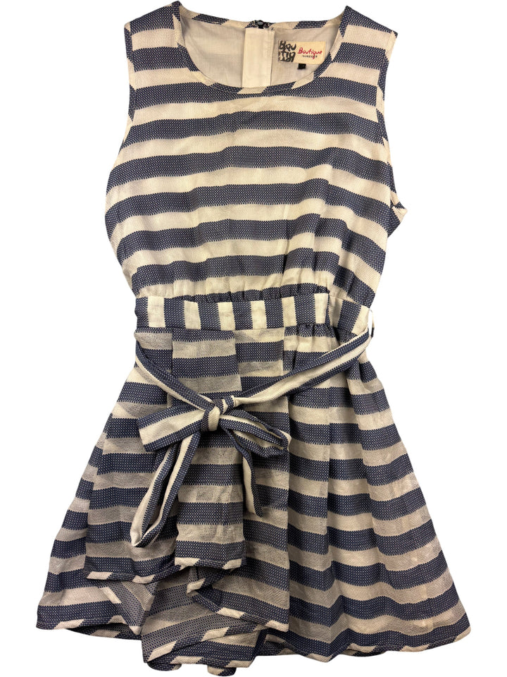 Jaeger Boutique Striped Sleeveless Dress - M - Think Vintage Online Ltd