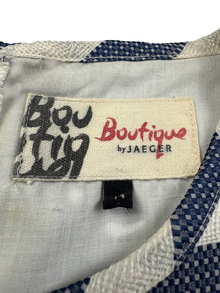 Jaeger Boutique Striped Sleeveless Dress - M - Think Vintage Online Ltd