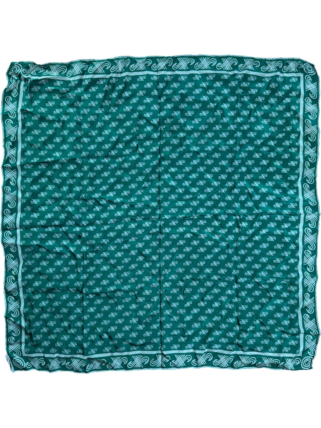 Jaeger Green Silk Patterned Bandana - Think Vintage ltd