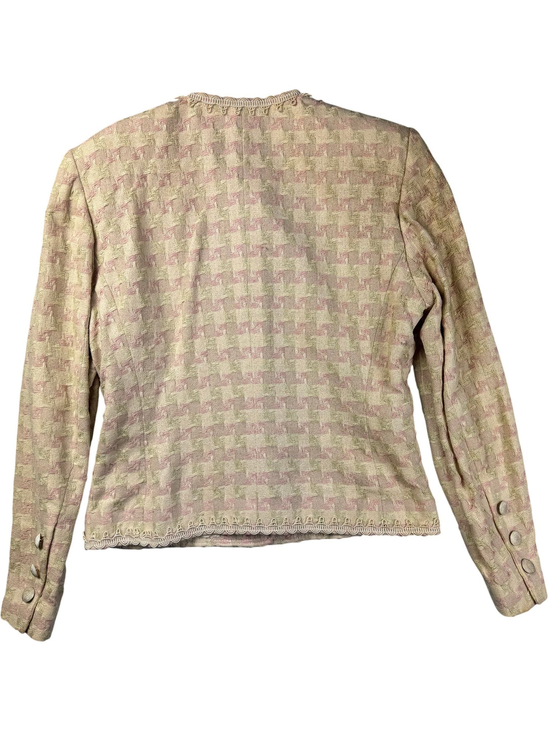 Jaeger Silk Pink Patterned Skirt Suit - W27 - Think Vintage ltd