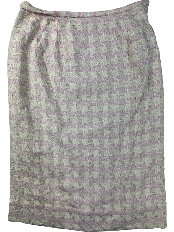 Jaeger Silk Pink Patterned Skirt Suit - W27 - Think Vintage ltd