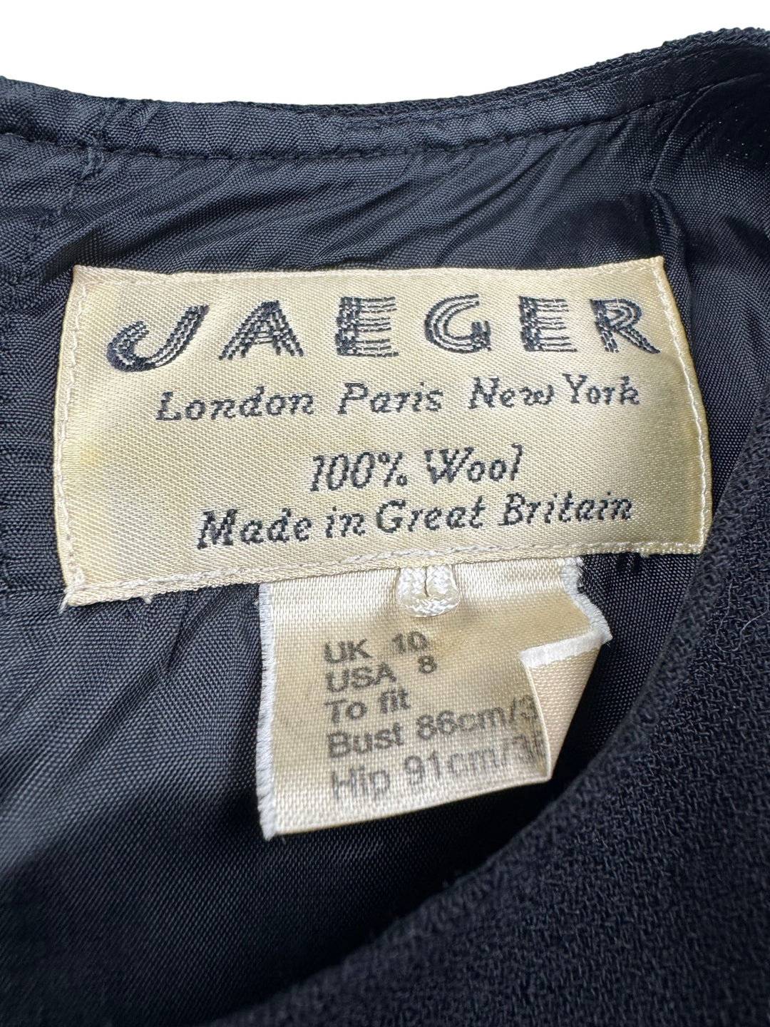 Jaeger Wool Black Short Sleeve Dress - M - Think Vintage Online Ltd