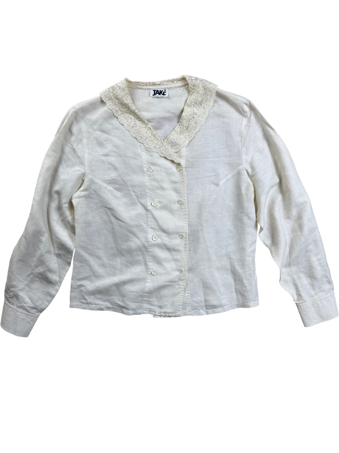 Jake Lace Collar Double Breasted Blouse - M - Think Vintage ltd