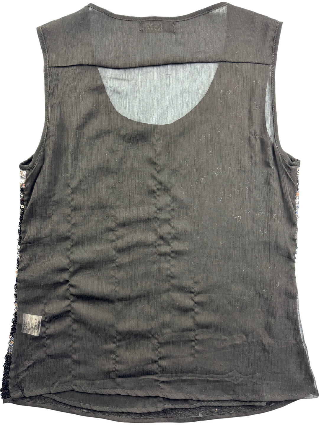 Jane Norman Sequined Black Tank Top - M - Think Vintage Online Ltd