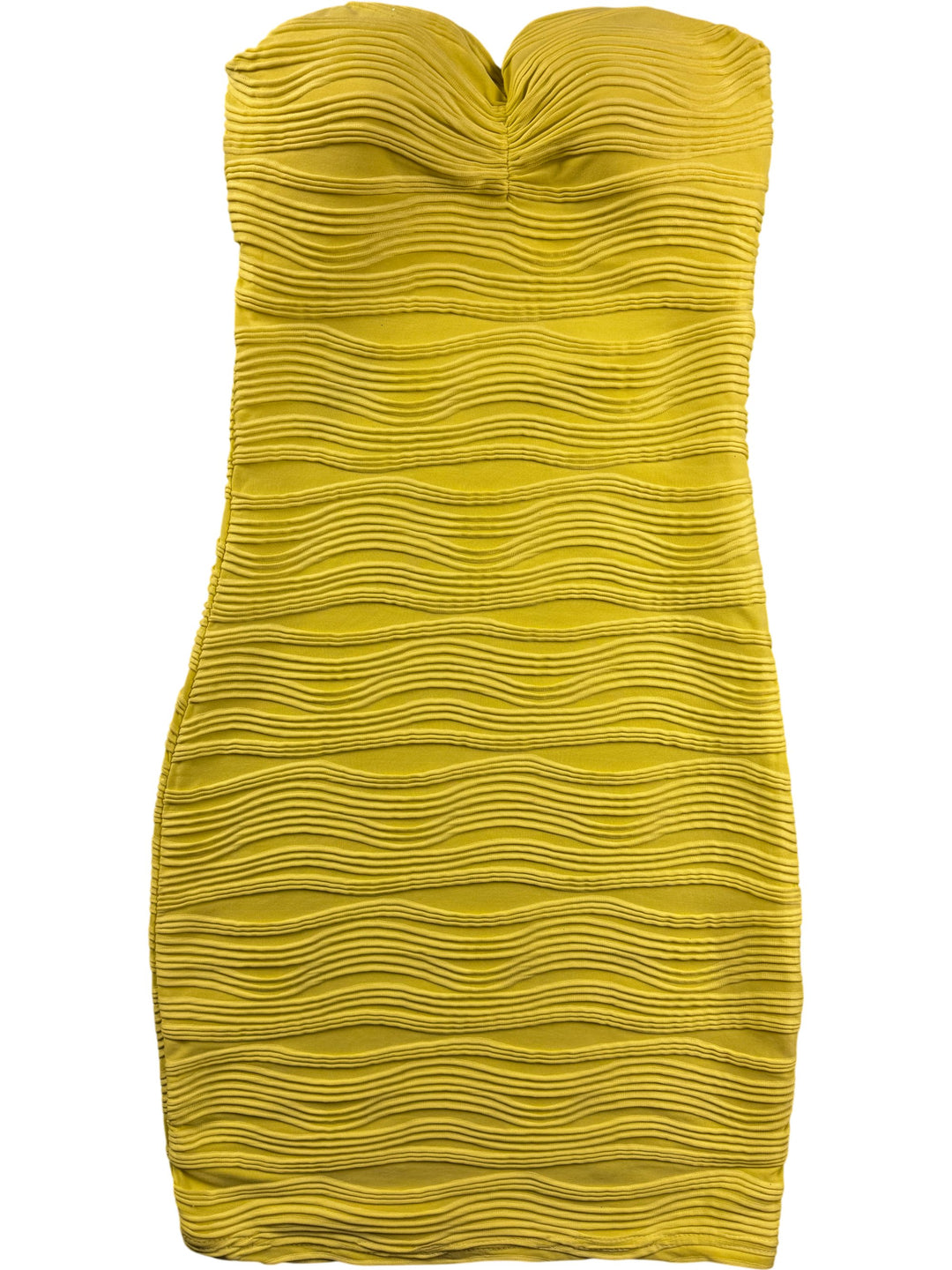 Jane Norman Yellow Strapless Dress - S - Think Vintage Online Ltd