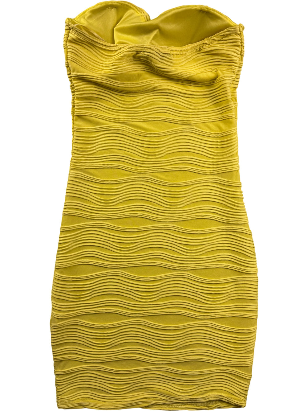 Jane Norman Yellow Strapless Dress - S - Think Vintage Online Ltd