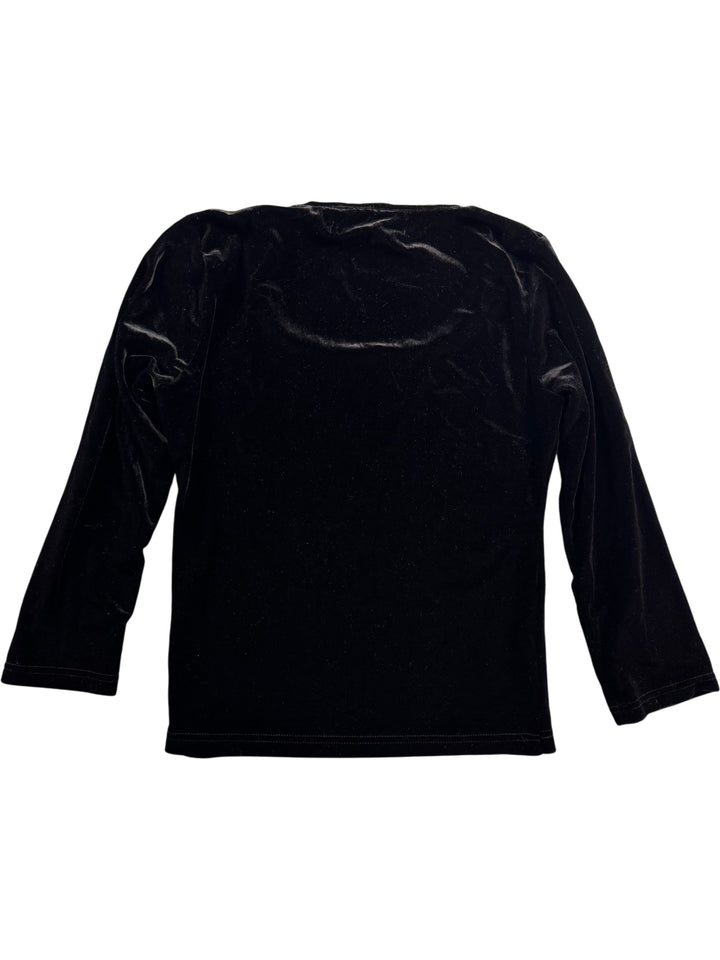 Jasper Conran Black Velvet Top - S - Think Vintage