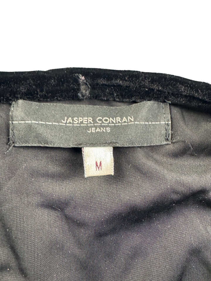Jasper Conran Black Velvet Top - S - Think Vintage
