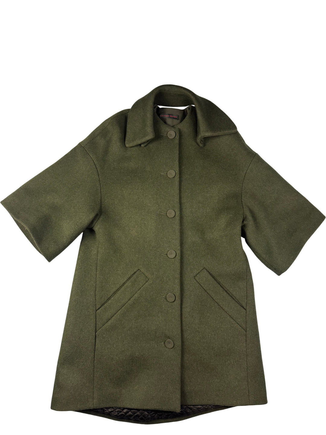 Jean-Pierre Braganza Olive Wool Overcoat - M - Think Vintage
