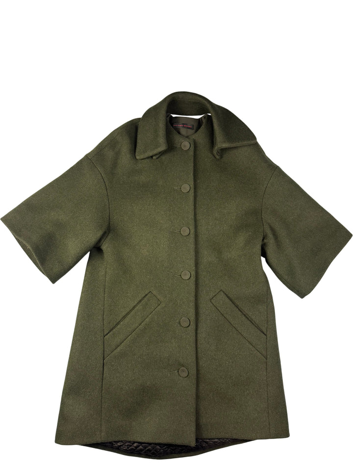 Jean-Pierre Braganza Olive Wool Overcoat - M - Think Vintage ltd