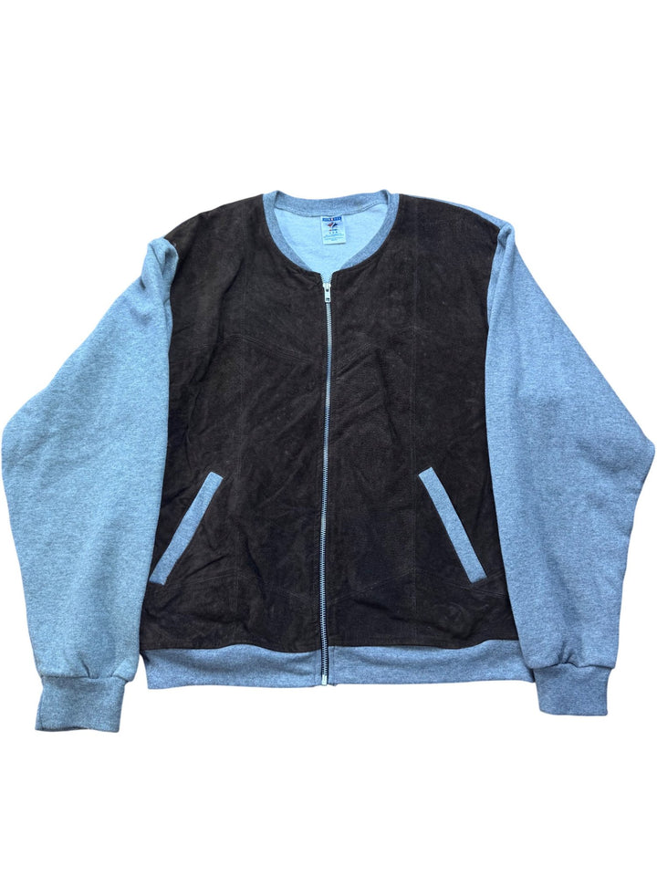 Jerzees Brown Suede Panel Bomber Jacket - M